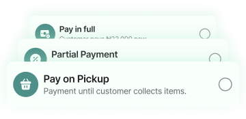 Part-payment, fully tracked